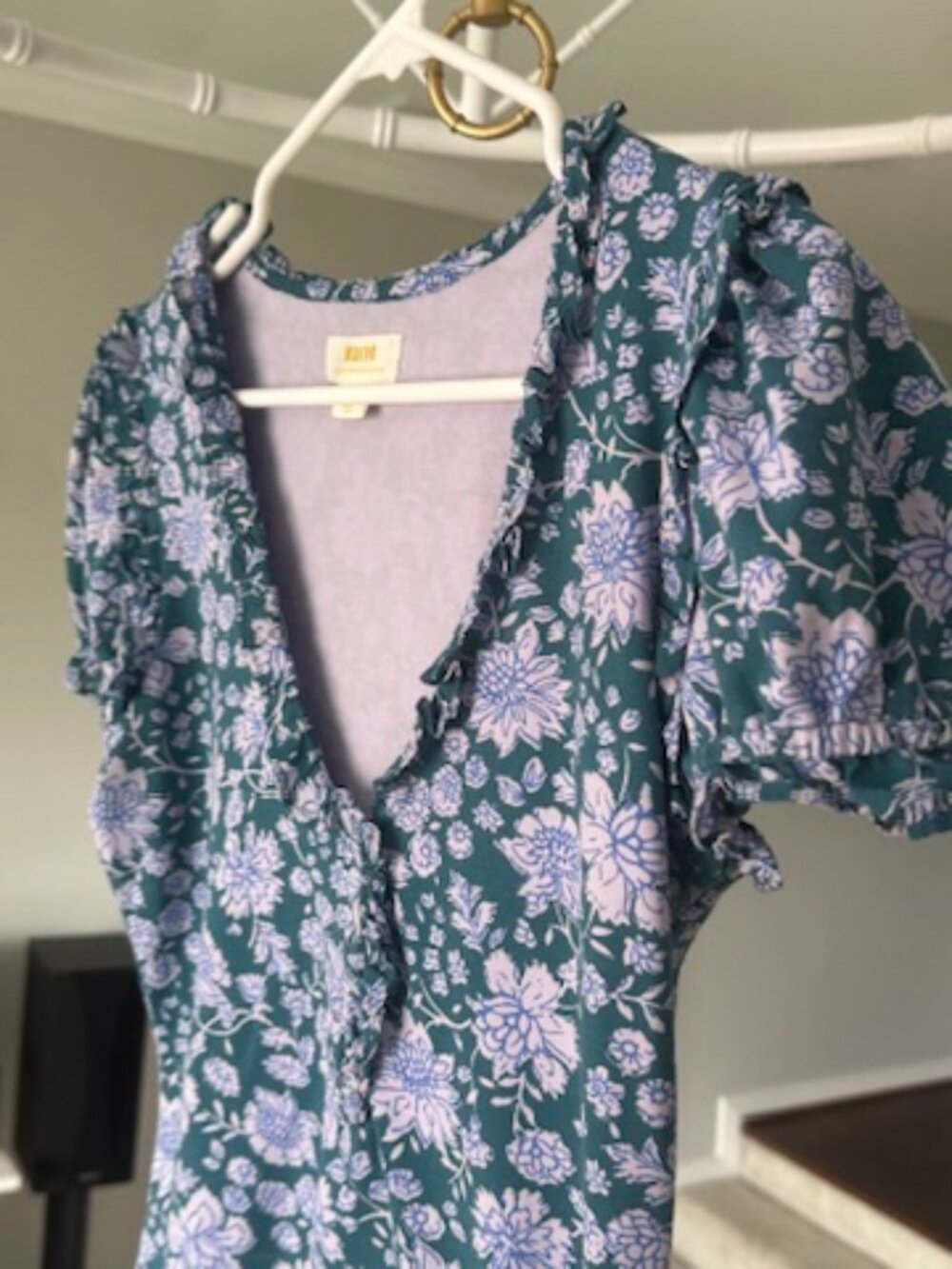 Maeve Anthropologie Floral Blouse - Green and Lavender - Picture 4 of 6